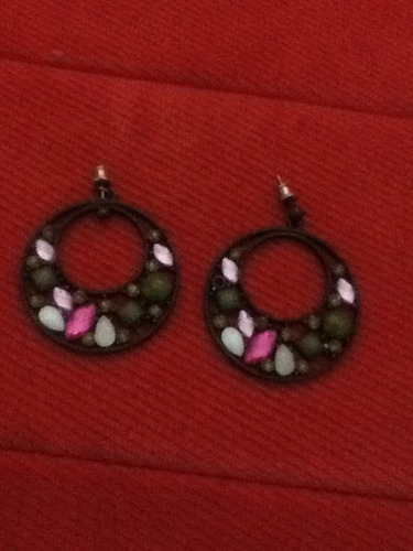 Argollas Con Pedrería De Metal Cobre Con Tornillos,españolas