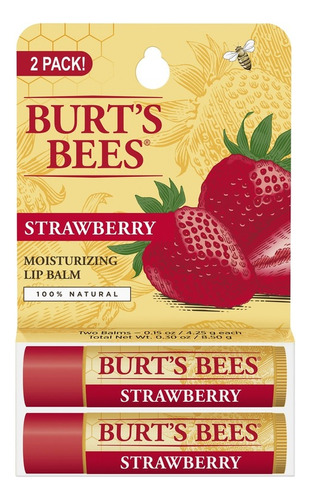 Pack Bálsamo Labial Burt's Bees Frutilla 100% Natural 4.25g