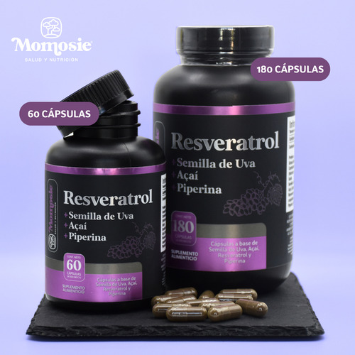 Resveratrol + Piperina + Acai + Semilla Uva | 60 Caps 500 Mg Sin Sabor