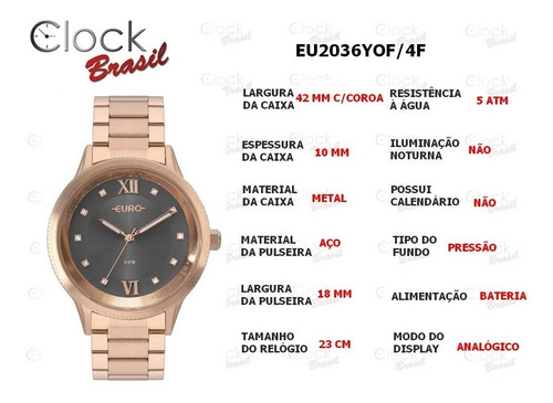 Imagem 8 de 10 de Relógio Euro Girl Power Feminino Rosé Eu2036yof 4f