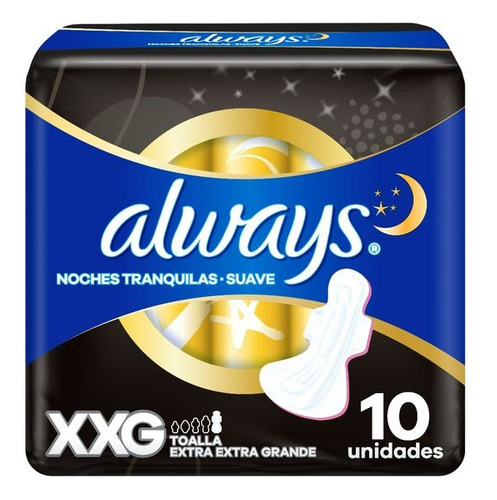 Always Toallas Higiénicas Noches Tranquilas Suave Xxg 10u