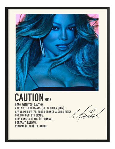 Poster Mariah Carey Album Music Tracklist Caution 120x80