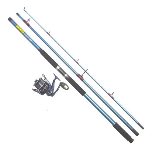 Equipo Pesca De Mar Caña 4.20 X 3 Trm + Reel Frontal + Tanza