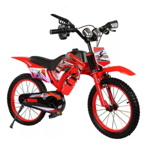 Bicicleta Diseño Moto Rodado 20 Infantil Unisex Con Botella