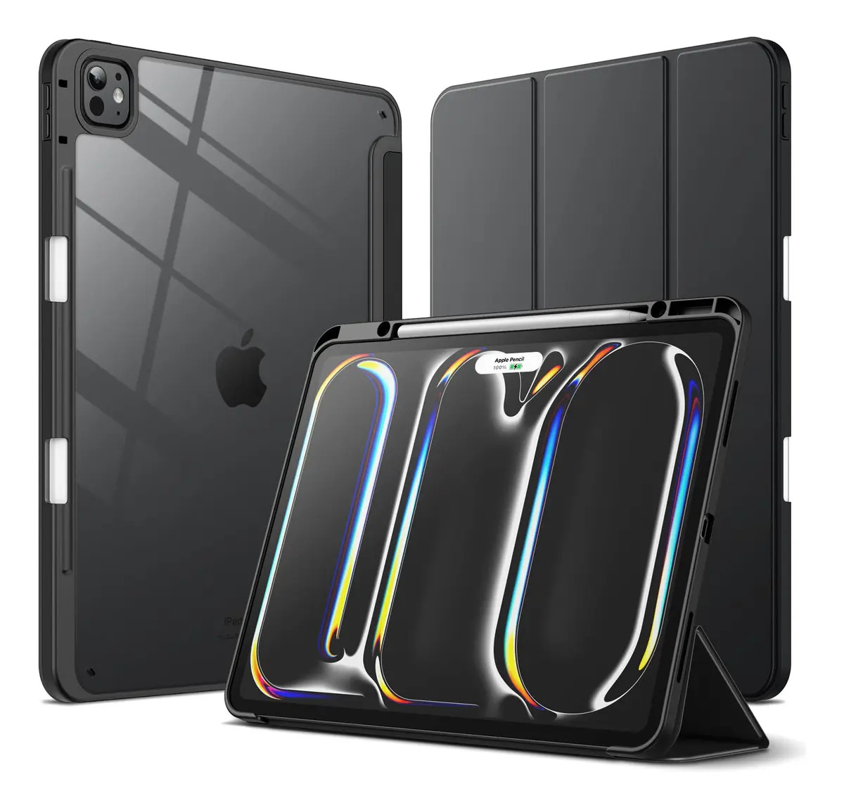 Jetech Funda Transparente Trifold Para iPad Pro 13 M5/m4 Color Negro