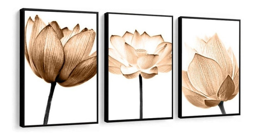 Quadros Decorativos Flores Grandes Bege Decoração Casa Sala