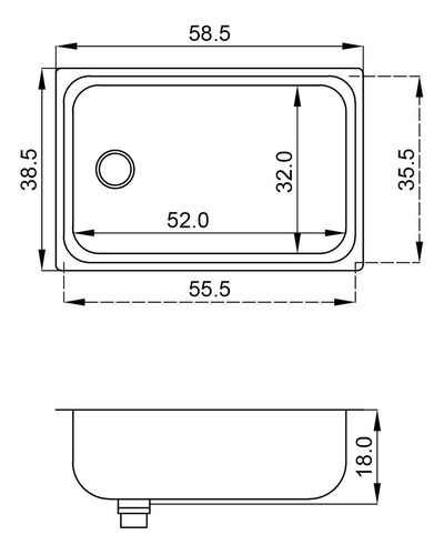 Imagen 2 de 2 de Bacha Cocina Simple Mi Pileta 403E Encastre 55,5x35,5x18