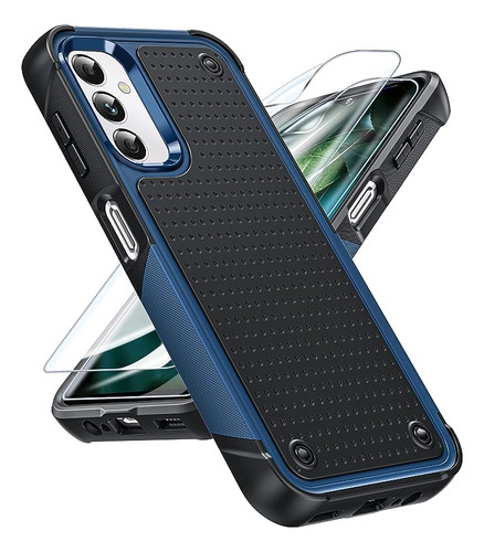  Funda Para Samsung A14 +2 Protect. De Pantalla (azul Y Neg)