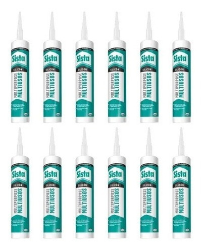 Pack De 12 Silicones Sista Multiusos 280 Ml  Blanco