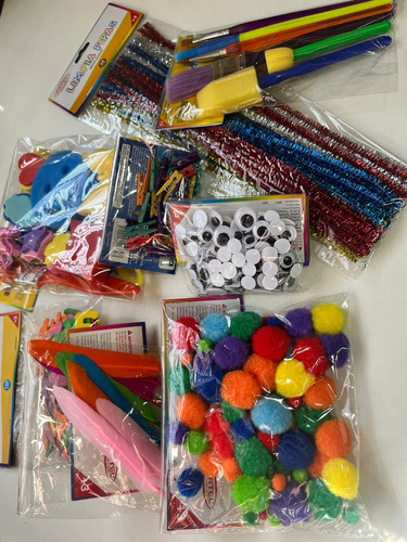 Pack Art. Manualidades Escolares Limpia Pipa, Pompones, Ojos (Usado)