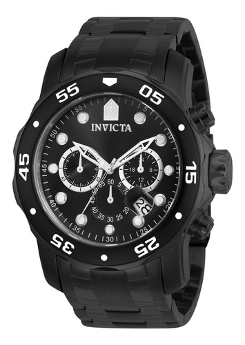 Reloj Invicta para Hombre 0076 de Acero Inoxidable color Negro, con cronógrafo, cristal Flame Fusion y movimiento de cuarzo
