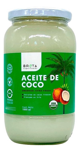 Aceite De Coco Orgánico Extra Virgen 1l Brota Vida