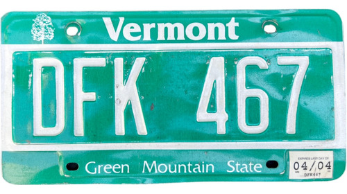 Vermont Original Placa Metálica Carro Eua Usa Americana