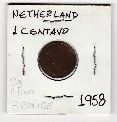 Moneda Netherlands 1 Centavo 1958 Xf