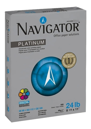 Papel Bond Carta 90g Navigator Platinum / Caja C/2500