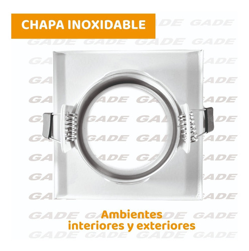 Imagen 4 de 8 de Spot Embutir Cuadrado Movil Con Dicro Led 6w Gu10 Completo