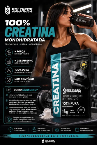 Creatina 1kg Suplemento Monohidratada em pó 100% Pura - Soldiers Nutrition