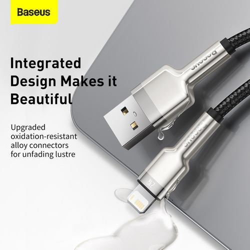 Cable De Datos Usb A Lightning 2.4a 1m Metal Negro Baseus