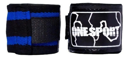Bandagem Atadura Elastica 5m Muay Thai Boxe Preto/azul