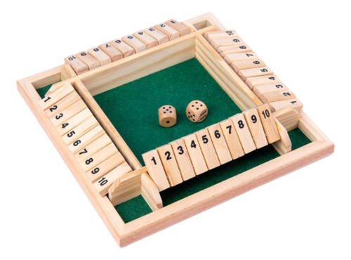 Tabla Tradicional Shut The Box Madera Juego De Mesa, Amigos