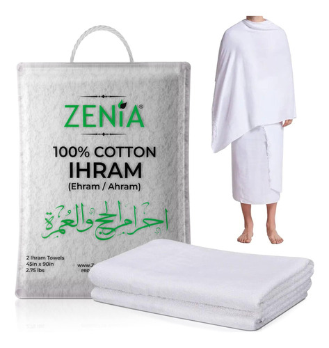 Toalla Ihram Natural Higiénica 100% Algodón Zenia Para Hajj 