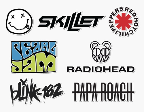 Imagen 3 de 3 de Pack De 20 Stickers Bandas Rock (p013)