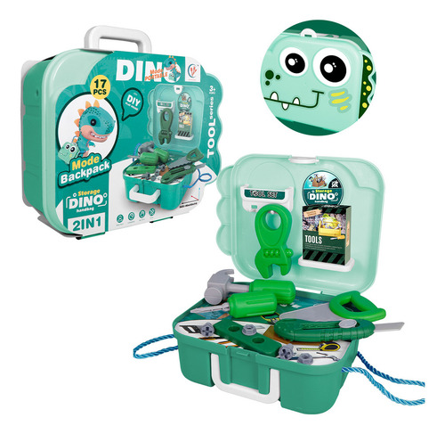 Kit Estuche 2 En 1 Infantil Slim Company Set De Herramientas Infantil Juego De Herramientas Y Construcción En Maletín Color Verde
