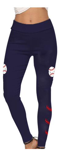 Cintura Alta Con Estampado De Béisbol En Color Liso Para Muj