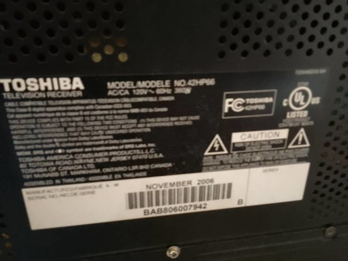 Imagen 2 de 6 de Televisor Toshiba De 41 . Para Repuesto.