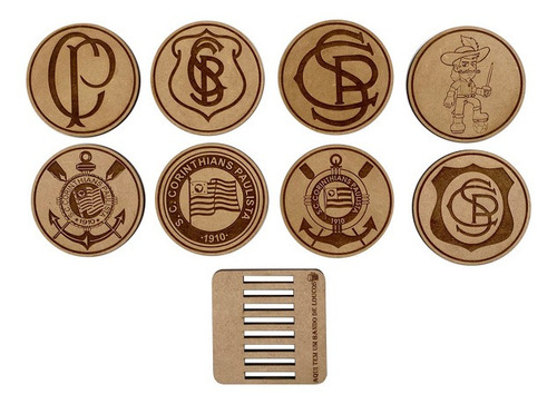 Imagem 6 de 7 de Porta Copos Escudos Chopp Kit 8 Unidades Corinthians Times