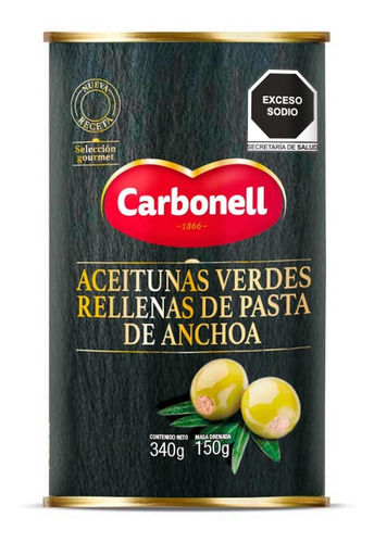 Aceitunas Carbonell Verdes Rellenas De Anchoa 340g