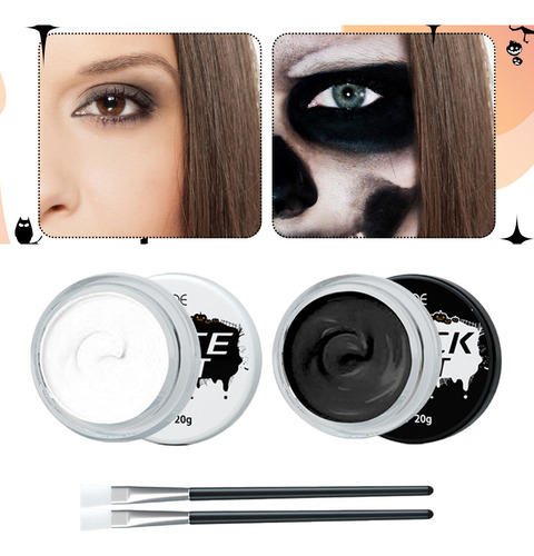 4 Pintura Corporal De Cara Blanca Y Negra Con 2 Pinceles