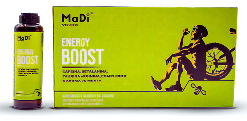 Shot De Energia Energy Boost Liquido 20ml X 6 Unidades Madi Sabor Menta