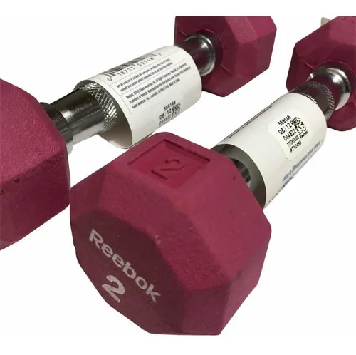 Set 2 Mancuernas Rubber Hex Dumbbells Reebok Fit Cardio 2 Lb