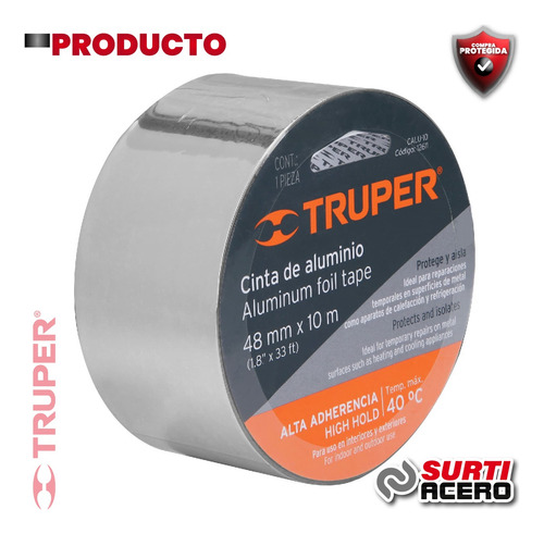 Cinta De Aluminio De 48 Mm X 10 M, Trupe