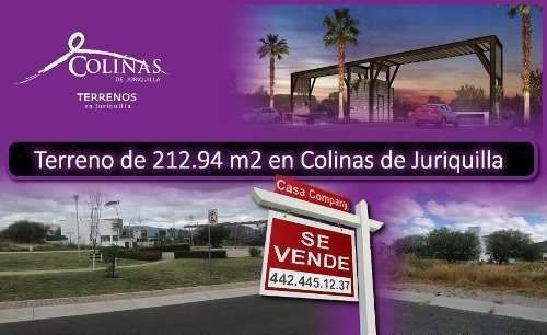 Se Vende Terreno En Colinas De Juriquilla, 212 M2 -ganalo !!