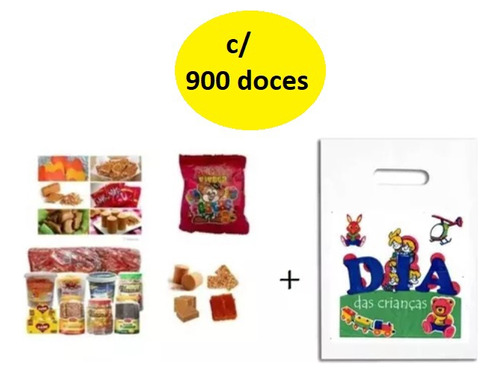 Kit 900 Doces Dia Das Crianças+ Sacolas P/ 100 Pessoas