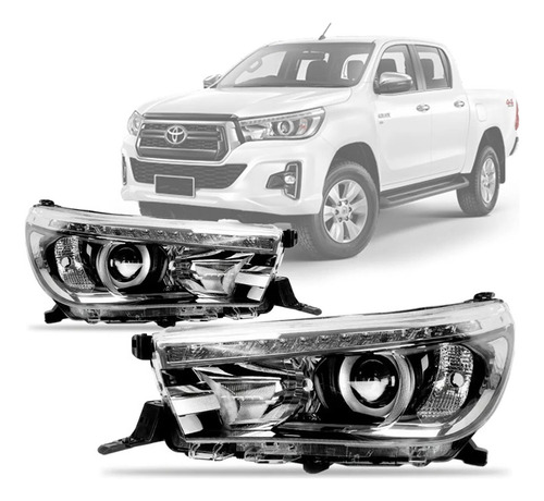 Par Farol Toyota Hilux Pick-up 16 17 18 19 2020 Com Led Depo