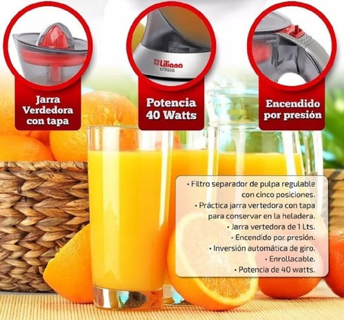Imagen 5 de 10 de Exprimidor Electrico De Citricos Juguera Liliana 1 Lt Citrij