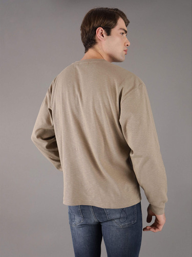 Polera Ls Slub Rib Beige Calvin Klein