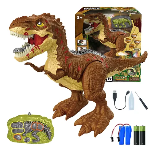 Dinosaurio A Control Remoto Con Rugido, Luces Y Efecto De Humo – Figura Electrónica De 41cm Para Niños, Regalo De Cumpleaños Y Navidad
