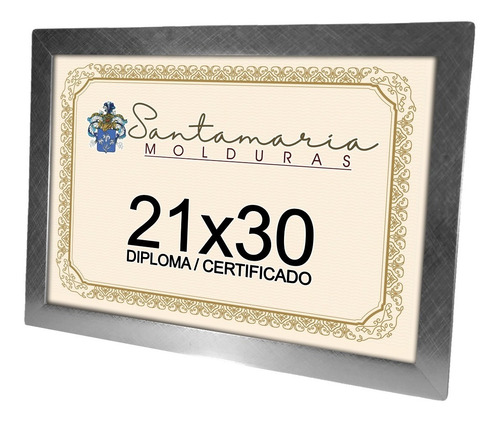 Kit 4 Molduras Porta Diploma Certificado A4 21x30 Prateado