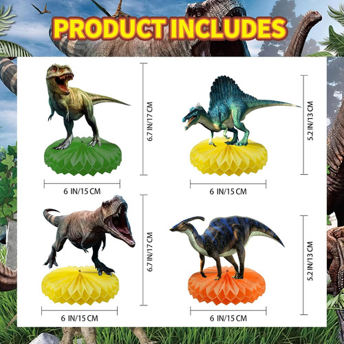 12 Piezas De Suministros Para Fiesta De Cumpleaños De Dinosa
