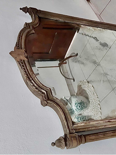 Imagen 3 de 7 de Antiquísimo Espejo Biselado Marco De Madera 83 X 70 Cm