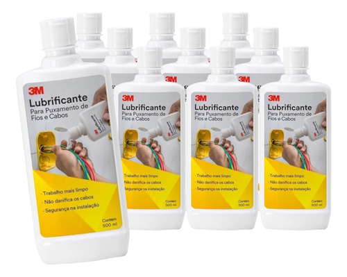 10 Lubrificante Para Puxamentos De Cabos E Fios 3m 500ml Kit