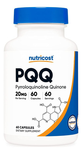 Nutricost Pqq 20 Mg, 60 Cápsulas Veganas Sin Omg, Sin Gluten Sabor S/n