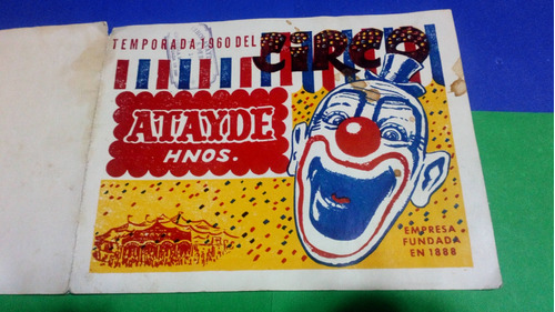 Circo Atayde Hnos. Publicidad Antigua Con Foto Años 60s. 