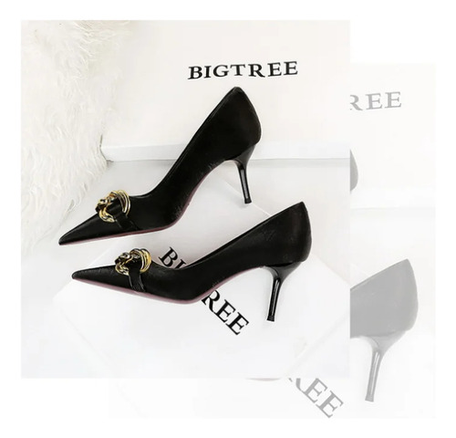 Zapatos Bigtree De Tacón Alto Con Hebilla Metálica Y Punta P