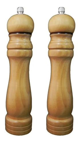 2 Pimenteros Madera 20cm Molinillos Pimienta Muela Ceramica