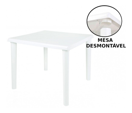 Imagem 4 de 10 de Kit Mesa Plastica Quadrada Desmontável + 4 Banquetas Branca
